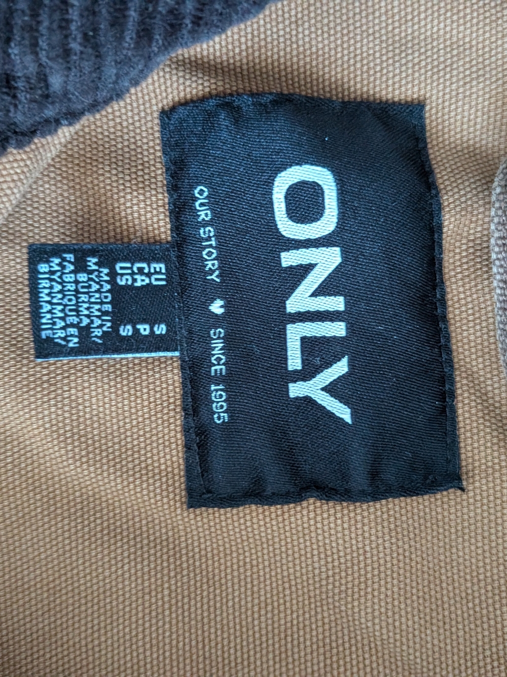 ONLY Women's Brown Field Jacket with Dark Corduroy Collar - Picture 3 of 4